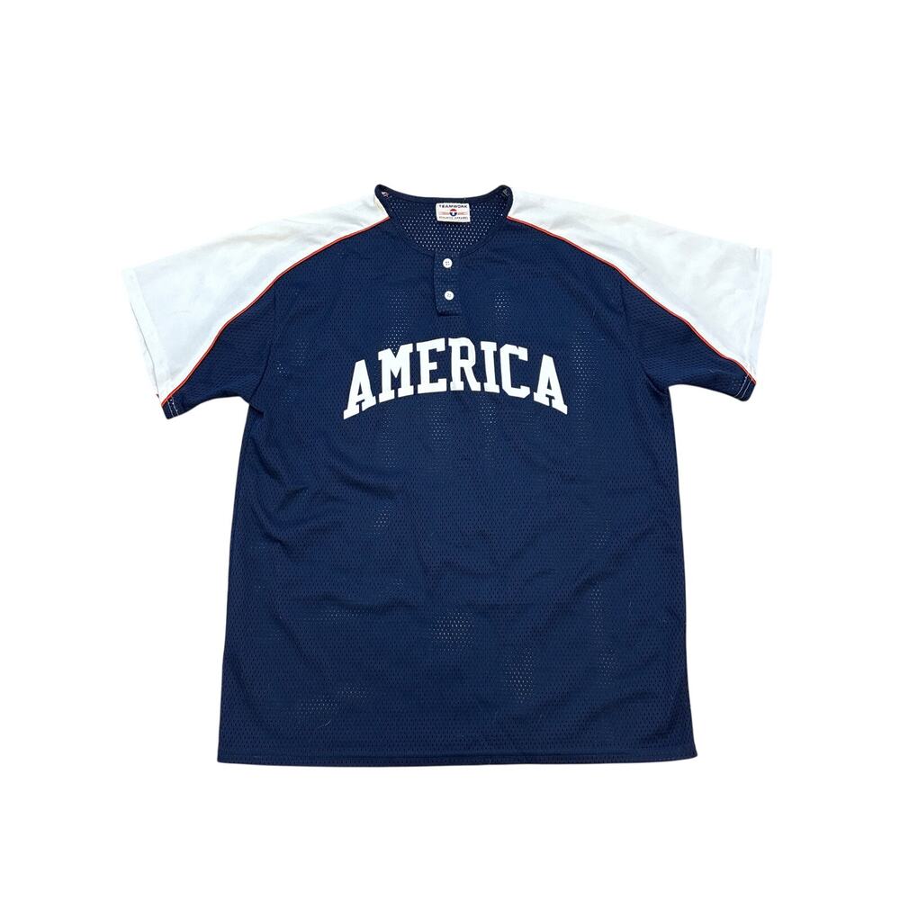 VTG Teamwork Athletic Apparel 2XL America mesh Jersey 14 retro baseball 1754p